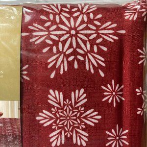 Snowflake Tablecloth Rectangle 60" x 120" Red White Jaclyn Smith Fabric
